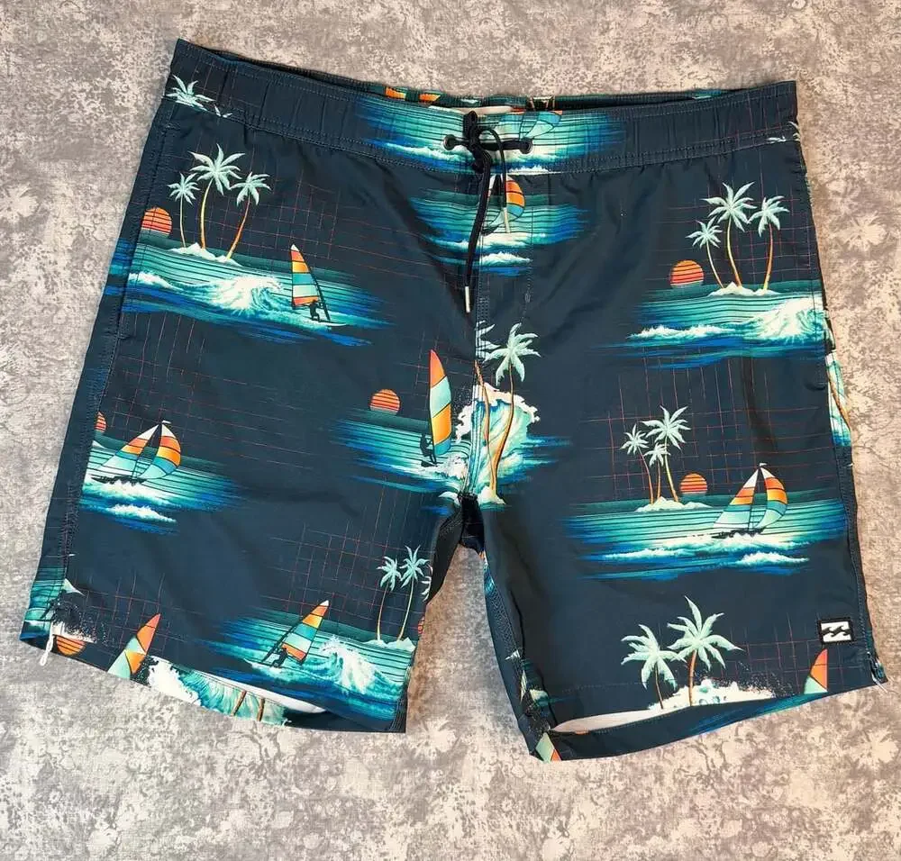 Billabong Sundays Layback Boardshorts Size M Tropical Sunset Print